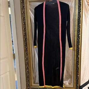 Alice + Olivia Black Long Sleeve Dress with Pink and Yellow Accents